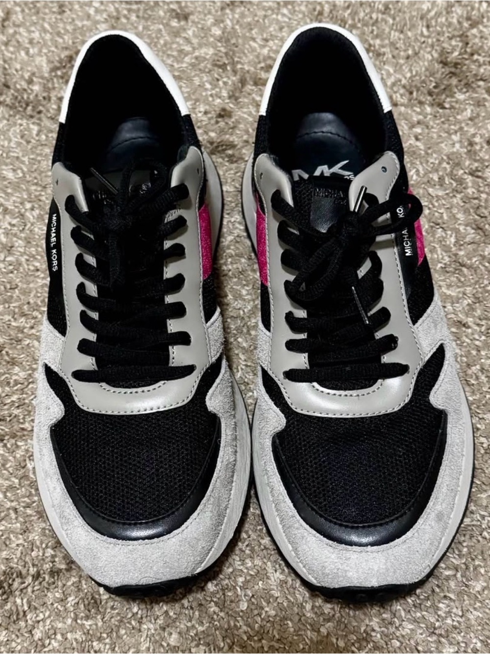 Michael Kors Black, Gray & Pink Logo-Trim Sneakers - Picture 2 of 5